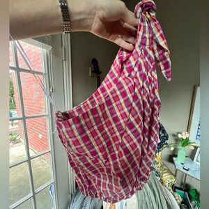 Show Me Your Mumu Pink and Yellow Plaid Women's One Shoulder Top